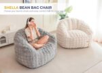 MAXYOYO Giant Bean Bag Chair for Adults, Stuffed Shell-Shaped Large Bean Bag Couch, Cozy Living Room Chair with Filler, Floor Sofa Lazy Sofa for Bedroom Living Room, Grey - Image 7