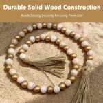 Decorative Beads Home Decor for Coffee Table Farmhouse Wooden Bead Garland with Tassels Beaded Tray Items and Tier Tiered Wood Garland Stylish Rustic Accent for Living Room Table Display - Image 4