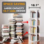SpaceAid 4 Tier Rotating Bookshelf Tower, Spinning Bookcase Lazy Susan, Revolving 360 Book Shelf Storage Round Carousel, Vertical Rotate Turning Spiral Corner Organizer, White - Image 4