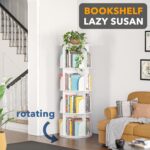 SpaceAid 4 Tier Rotating Bookshelf Tower, Spinning Bookcase Lazy Susan, Revolving 360 Book Shelf Storage Round Carousel, Vertical Rotate Turning Spiral Corner Organizer, White - Image 5