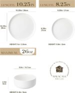 MALACASA Plates and Bowls Sets, 12 Pieces Porcelain Dinnerware Sets Dishware Sets Chip Resistant Ceramic Dish Set Dining Dinner Ware Service for 4, White, Series LUNA - Image 3