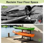 Kayak Storage Rack, Heavy Duty Freestanding Kayak Stand for 2/3 Kayaks, Adjustable Canoe and Paddleboard Holder for Indoor Outdoor Garage Storage, Assembly Required - Image 5