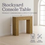 Alaterre Furniture Stockyard Solid Wood Console Table - 36 Inch Modern Farmhouse Small Entryway Table - Easy Assembly Living Room Furniture for Behind The Couch, Entryway, or Hallway (Oak) - Image 3