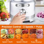 Homtone 16 Cups Food Processor, Large Food Chopper with French Fry Cutter, 9 Functions 7 Blades for Shredding, Slicing, Doughing, Emulsfying and Meat Chopping for Home Use, 3 Speeds, 600W, Sliver - Image 3