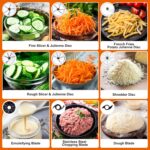 Homtone 16 Cups Food Processor, Large Food Chopper with French Fry Cutter, 9 Functions 7 Blades for Shredding, Slicing, Doughing, Emulsfying and Meat Chopping for Home Use, 3 Speeds, 600W, Sliver - Image 4