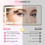 SINGARO Car Sun Visor Vanity Mirror - Rechargeable Makeup Mirror with 60 LEDs, 3 Light Modes & Dimmable Touch Control for Cars, Trucks, SUVs, Car Interior Accessories for Women (Pink) - Image 4