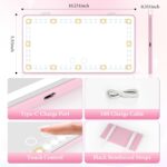 SINGARO Car Sun Visor Vanity Mirror - Rechargeable Makeup Mirror with 60 LEDs, 3 Light Modes & Dimmable Touch Control for Cars, Trucks, SUVs, Car Interior Accessories for Women (Pink) - Image 5