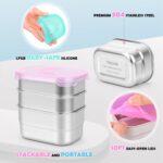 Tanjiae 6-Pack 8oz Small (1 CUP) Stainless Steel Snack Containers - 230mL Leakproof Food Containers with LFGB Certified Lids, Stackable Metal Snack Box for Home, Work, Travel - Image 3