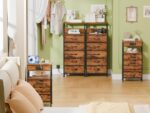 Furnulem 5 Drawers Dresser with Charging Station, Tall Night Stand with Storage Shelf, Fabric Chest of Drawers, Bedside Table for Closet, Entryway, Bedroom Furniture, 3 Ways to Use, Rustic Brown - Image 4