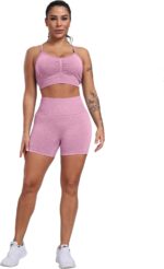 CHRLEISURE Workout Shorts Sets for Women, High Waisted Gym Butt Lifting Scrunch Butt Seamless Shorts - Image 3