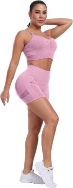CHRLEISURE Workout Shorts Sets for Women, High Waisted Gym Butt Lifting Scrunch Butt Seamless Shorts - Image 4
