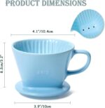 Pour Over Coffee Dripper, Ceramic Pour Over Coffee Maker with 3 Holes Flat Bottom, Easy Manual Brew Maker, Porcelain Slow Filter Cone for Travel, Camping, Office, Home, Blue - Image 3