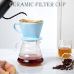 Pour Over Coffee Dripper, Ceramic Pour Over Coffee Maker with 3 Holes Flat Bottom, Easy Manual Brew Maker, Porcelain Slow Filter Cone for Travel, Camping, Office, Home, Blue - Image 4
