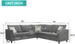 91 * 91" Upholstered Living Room Sectional Sofa, L Shape Furniture Couch Suitable for - Image 4