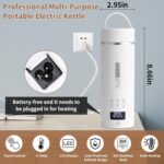 Compact Portable Electric Kettle, LCD Display with 6 Temperature Settings, 304 Stainless Steel, 450ml/15.2oz, Auto Shut-Off and Boil-Dry Protection, Travel Electric Kettle Teapot, White - Image 3