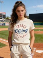 Softball Moms T-Shirt Women There's No Crying in Softball Mama Shirt Funny Softball Lover Graphic Tee Casual Tops - Image 3