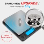 Digital Food Kitchen Scale Upgraded, YONCON 3000g/0.1g High Accuracy Mini Pocket Scale Measures in Grams and oz for Cooking, Baking, Jewelry, Tare Function,2 Trays, LCD Display (Batteries Included) - Image 3