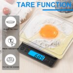 Digital Food Kitchen Scale Upgraded, YONCON 3000g/0.1g High Accuracy Mini Pocket Scale Measures in Grams and oz for Cooking, Baking, Jewelry, Tare Function,2 Trays, LCD Display (Batteries Included) - Image 5