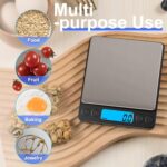 Digital Food Kitchen Scale Upgraded, YONCON 3000g/0.1g High Accuracy Mini Pocket Scale Measures in Grams and oz for Cooking, Baking, Jewelry, Tare Function,2 Trays, LCD Display (Batteries Included) - Image 6