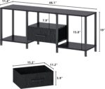JARHETUN TV Stand with LED Lights, Entertainment Center with Open Shelves and Fabric Drawer, Media Console for 55 Inch TV, Television Stands for Living Room, Bedroom, Black - Image 4