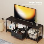 JARHETUN TV Stand with LED Lights, Entertainment Center with Open Shelves and Fabric Drawer, Media Console for 55 Inch TV, Television Stands for Living Room, Bedroom, Black - Image 6