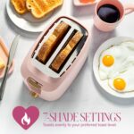 Paris Hilton 2-Slice Toaster, Extra-Wide Slots, 7 Browning Settings, Bagel & Defrost Functions, Removable Crumb Tray, Pink - Image 3