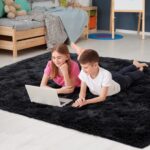 Noahas Fluffy Black Area Rugs for Bedroom Living Room,4x5.3 Feet Thick Shag Throw Floor Carpet,Soft Shaggy Non-Slip Plush Dorm Nursery Kids Rug Home Decor Aesthetic - Image 4