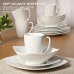 Gibson Home Zen Buffet White Porcelain Dinnerware Set for 4, Square Plates Bowls and Mugs, Chip and Scratch Resistant, Dishwasher and Microwave Safe, 16 Piece - Image 5