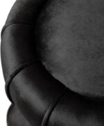 Furniture of America Magnus Modern 15-inch Upholstered Ottoman with Hourglass Shape and Stainless Steel Gold Trim, Vanity Stool Chair, Small Foot Stool for Bedroom, Living Room, Entryway, Black - Image 6