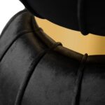 Furniture of America Magnus Modern 15-inch Upholstered Ottoman with Hourglass Shape and Stainless Steel Gold Trim, Vanity Stool Chair, Small Foot Stool for Bedroom, Living Room, Entryway, Black - Image 7