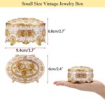 Hipiwe Vintage Metal Jewelry Box - Oval Trinket Organizer Ring Box Case with Rose Pattern Jewelry Storage Box for Ring Earrings Necklace, Gift for Women - Image 3