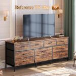 Huuger 63 Inch Dresser for Bedroom, Long Dresser with 10 Fabric Drawers, TV Stand for 55, 65, 70 Inch TV, Toy Storage Organizer for Closet, Rustic Brown - Image 3