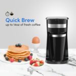 Elite Gourmet EHC111A Personal Single-Serve Compact Coffee Maker Brewer Includes 14Oz. Stainless Steel Interior Thermal Travel Mug, Compatible with Coffee Grounds, Reusable Filter, Black - Image 4