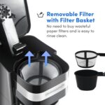 Elite Gourmet EHC111A Personal Single-Serve Compact Coffee Maker Brewer Includes 14Oz. Stainless Steel Interior Thermal Travel Mug, Compatible with Coffee Grounds, Reusable Filter, Black - Image 5
