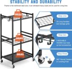 DAOUTIME Garden Organizer With Wheels, Yard Tower Rack for Garage Storage, Up to 35 Long-Handled Tools, Sturdy Metal Steel Holder With 3 Hooks, Outdoor, Black - Image 3
