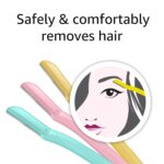 Amazon Basics Women's Dermaplaning Tool, Peach Fuzz Remover, Facial Hair Removal, Exfoliating Face Razor with Microguard Blade for Safe Eyebrow Shaping, Includes Blade Cover, Multicolor, 3 Count - Image 6