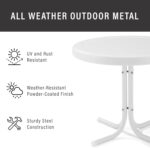 Crosley Furniture Griffith Weather Resistant Retro Metal Outdoor Side Table for Patio, Deck, Porch, Alabaster White - Image 4