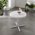 Crosley Furniture Griffith Weather Resistant Retro Metal Outdoor Side Table for Patio, Deck, Porch, Alabaster White - Image 5