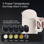 1.5L Electric Kettle Stainless Steel, Double Wall Cool Touch Teapot, Fast Boil,5 Temperature Control, LED Display, Auto Shut-Off,Keep Warm Function,Cream White - Image 4