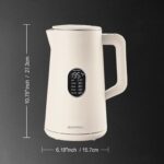 1.5L Electric Kettle Stainless Steel, Double Wall Cool Touch Teapot, Fast Boil,5 Temperature Control, LED Display, Auto Shut-Off,Keep Warm Function,Cream White - Image 6