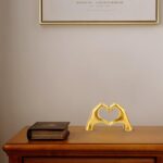 Small Gold Decor,Resin Heart Hands Sculpture for Living Room Bedroom Bookshelf Shelves Office Desk Decor,Love Finger Modern Statue for Wedding Decorations,Unique Birthday for Women Girls. - Image 4
