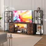 LED TV Stand Bookshelf Combo with Charging Station for 65 60 55 Inch TV, Entertainment Center with Lights & Drawers, Industrial Media TV Console Table for Living Room Bedroom Office, Rustic Brown - Image 4