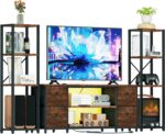 LED TV Stand Bookshelf Combo with Charging Station for 65 60 55 Inch TV, Entertainment Center with Lights & Drawers, Industrial Media TV Console Table for Living Room Bedroom Office, Rustic Brown - Image 5