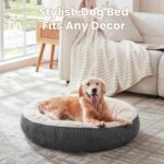 36 inches Donut Dog Bed for Large Dogs - Calming Round Pet Bed with Removable&Washable Cover, Plush Faux Fur & Corduroy, Fits Pets up to 80 lbs(Dark Grey, Large) - Image 5