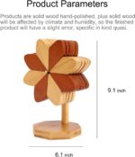 Wooden Trivet Set of 5 - Heat Resistant Reversible Coasters for Hot Pots/Pans, Natural Wood Pot Holder with Storage Rack, Protects Table & Countertops, Kitchen Dining Essentials (Walnut Color) - Image 4