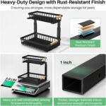 Kitstorack Under Sink Organizer, 2 Tier Under the Sink Storage, Slide out Pull out Cabinet Organizer Shelf, Metal Sliding Drawer for Kitchen Bathroom Pantry Closet Organization Rack, Black, 2 Pack - Image 6