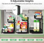 Kitstorack Under Sink Organizer, 2 Tier Under the Sink Storage, Slide out Pull out Cabinet Organizer Shelf, Metal Sliding Drawer for Kitchen Bathroom Pantry Closet Organization Rack, Black, 2 Pack - Image 8