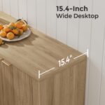 Homleke Buffet Cabinet with Storage, Modern Fluted Accent Sideboard with Doors & Adjustable Shelves, Buffet Table Entryway Cabinets for Living Room, Kitchen, Dining Room, Hallway, Natural - Image 5