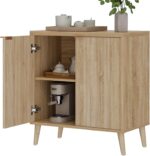 Homleke Buffet Cabinet with Storage, Modern Fluted Accent Sideboard with Doors & Adjustable Shelves, Buffet Table Entryway Cabinets for Living Room, Kitchen, Dining Room, Hallway, Natural - Image 7