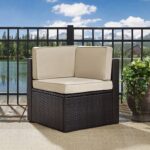 Crosley Furniture Palm Harbor Corner Outdoor Sectional Chair, Wicker Patio Chairs for Porch, Deck, Backyard, Brown with Sand Cushions - Image 3